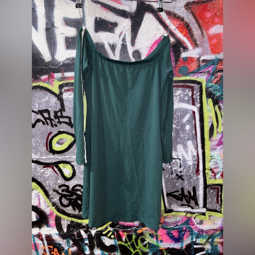 Green Off-Shoulder Dress- medium- NWOT